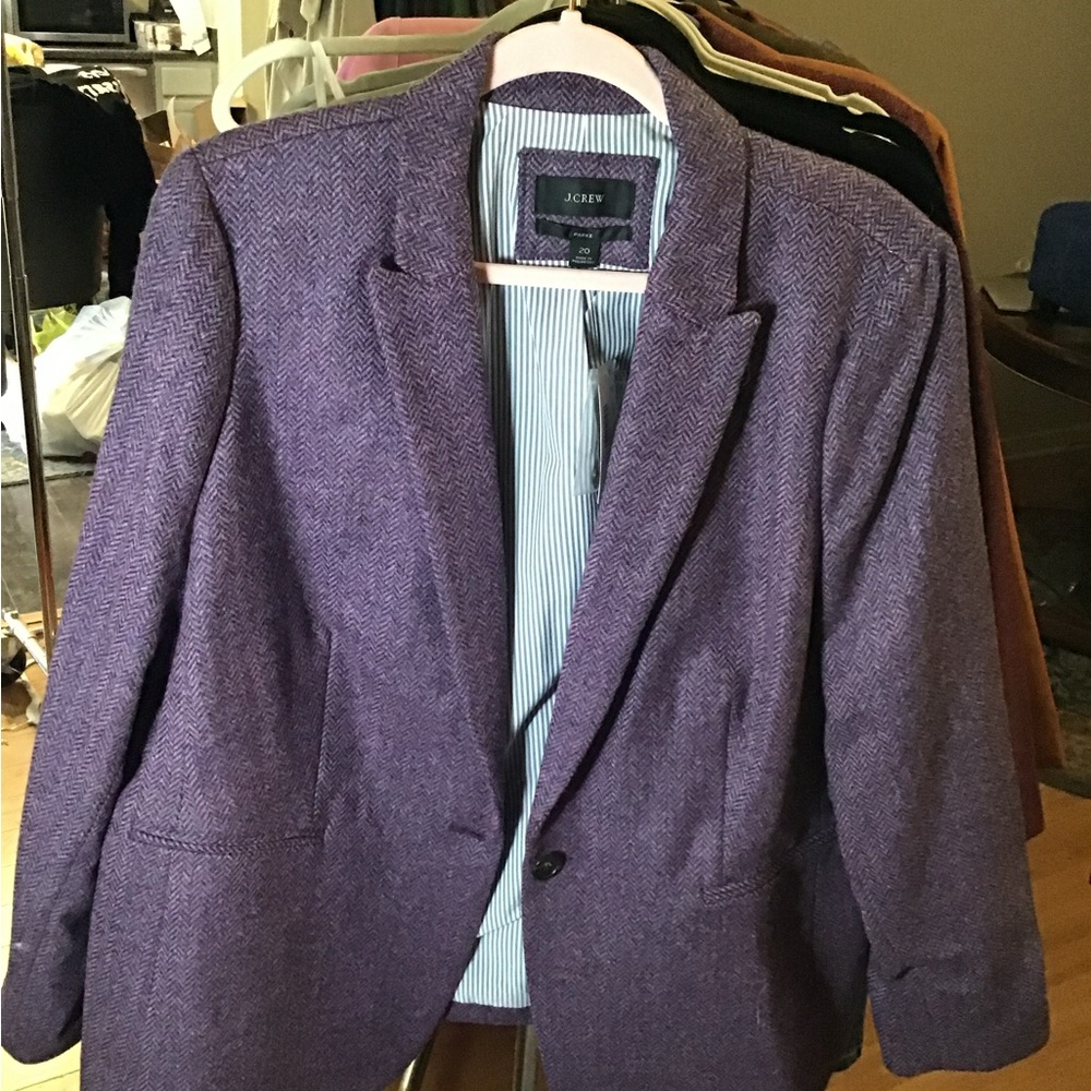 J. Crew Women’s Herringbone Blazer in Rich Purple Size 20